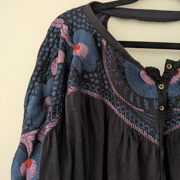 Free People Delhi Moon Boho Embroidered Top - Picture 4 of 9